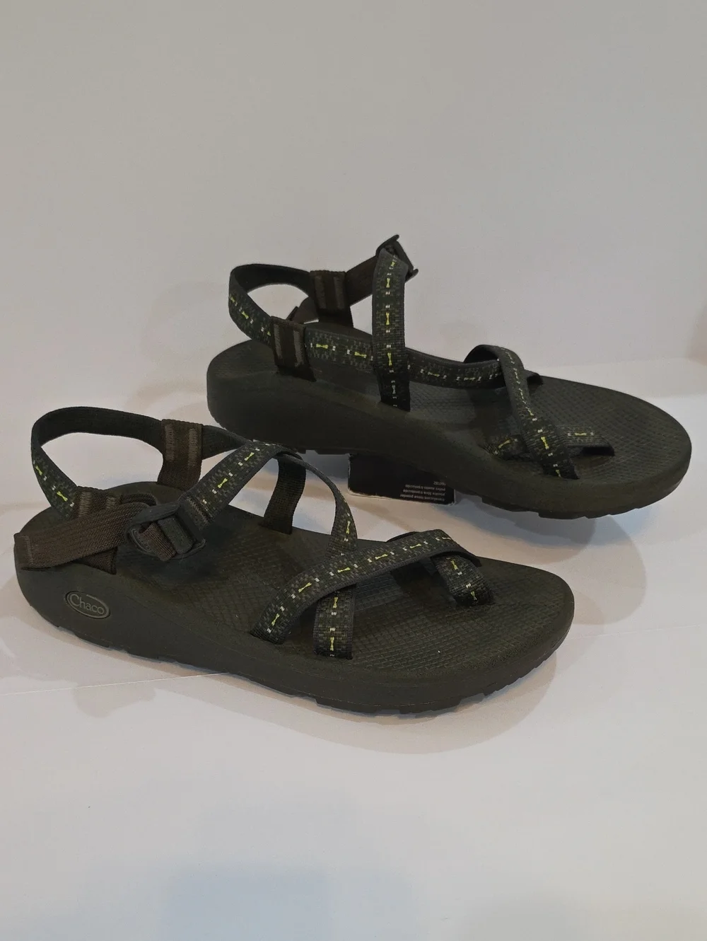 Chaco Men's Sport Sandals in Olive Green with Yellow Accent Size 12